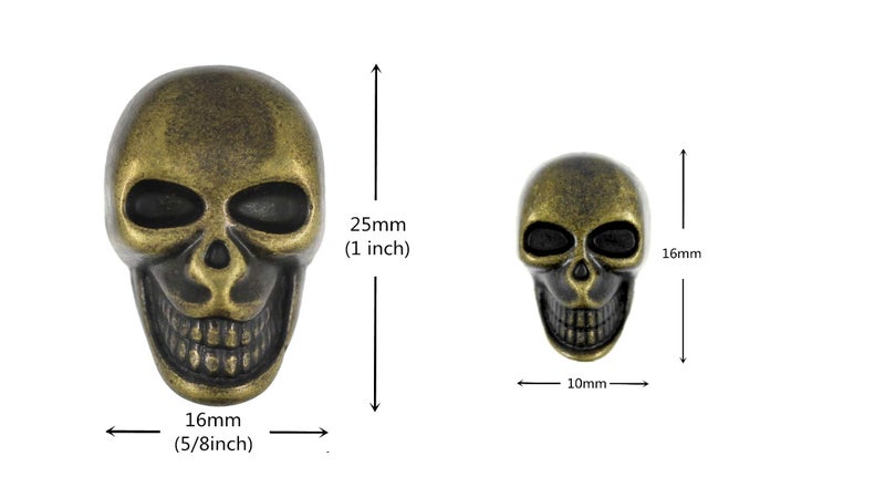 Bezelry Skull Antique Brass Metal Shank Buttons. Blazer Button Set. 3 Pcs of 25mm, 8 Pcs of 16mm - Image 2